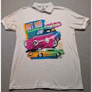 Vintage Racing Polo Style Size Med Hot Rod Super National Canfield Ohio Stedman
